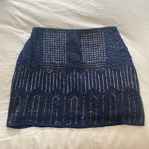 Blue and silver sequin skirt